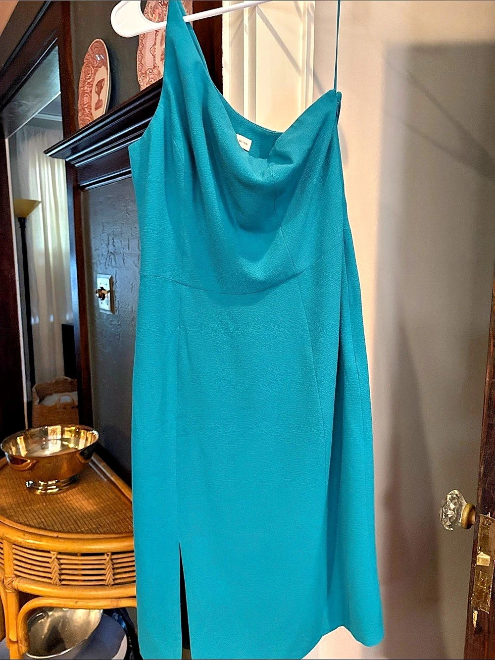 Dress the Population Tiffany One-Shoulder Midi Dress teal Blue Medium